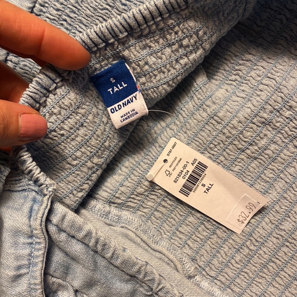 Old Navy smocked ruffle jean tank top - Picture 3 of 3